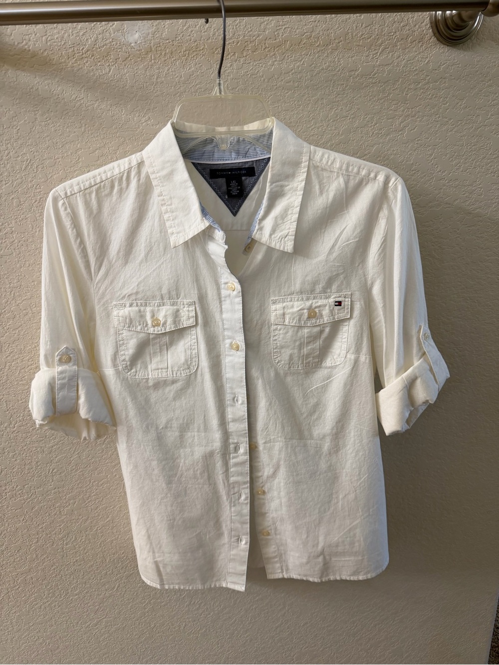 Tommy Hilfiger white Button-Down Casual Roll-Tab Shirt
